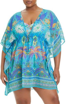 Bleu Rod Beattie Semisheer Cover-Up Caftan in Turq at Nordstrom, Size 1 X