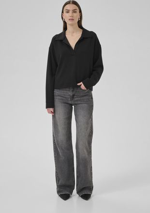 MY ESSENTIAL WARDROBE Blouse met lange mouwen HelleMW Box fit black