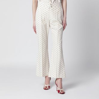 Valentino Pantaloni avorio con motivo floreale