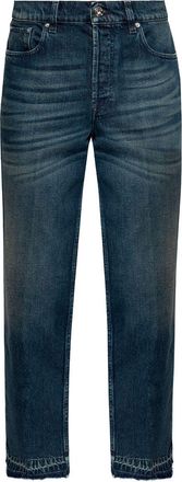 Lanvin logo-patch cotton jeans - men - Cotton - 32 - Blue