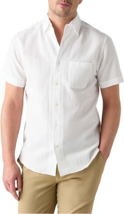 Robert Talbott Morgan Paisley Jacquard Seersucker Short Sleeve Shirt in White at Nordstrom, Size Xx-Large