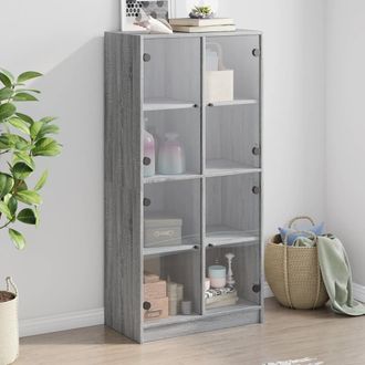 vidaXL Vidaxl - Aparador Alto Con Puertas Madera Gris Sonoma 68x37x142 Cm