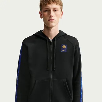 Nike Inter Milan City Side Nike Mens Soccer Full-Zip Fleece Hoodie in Black | IO3442-010