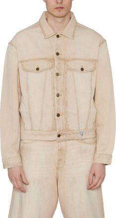 Guess Mens Giubbino In Denim - Ivory Cotton - Size Small