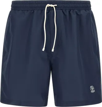 Brunello Cucinelli Blue Logo Swim Short