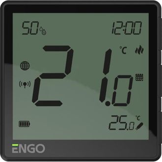 OEM Controlador De Temperatura Por Internet Engo Eone-batb, Montaje En Superficie, 24 Horas, Zigbee, Negro, Alimentado Por Bater&iacute;a