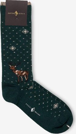 Sozzi Milano Hohe Socken aus Kaschmir mit Rentier-Motiv