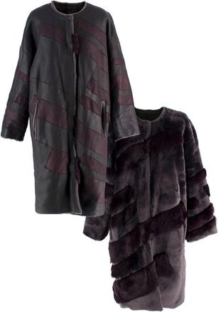 Liska Purple Reversible Lambskin / Fur Coat Size M