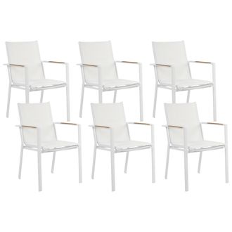 Beliani Conjunto De 6 Sillas De Jard&iacute;n De Aluminio Material Sint&eacute;tico Blanco Busseto