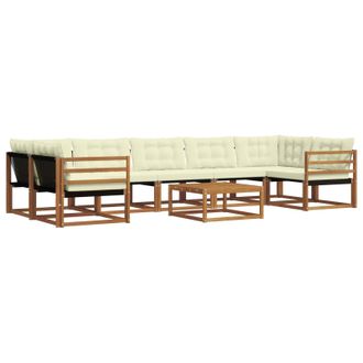 vidaXL Conjunto De Sof&aacute;s De Exterior Con Coj&iacute;n 8 Pcs Natural Y Crema Vidaxl