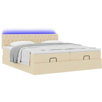 vidaXL Estructura De Cama Otomana Con Colchones Tela Crema 180x200cm Vidaxl