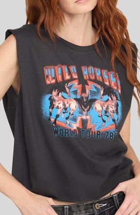 Project Social T Wild Horses Graphic Tank in Washed Black at Nordstrom, Size X-Small