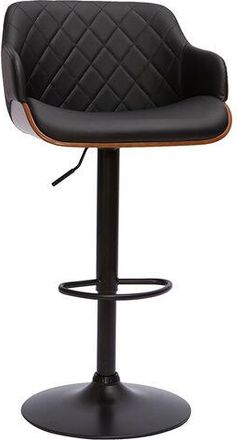 Miliboo Taburete De Cocina De Dise&ntilde;o Regulable Negro Con Madera Oscura Lucien