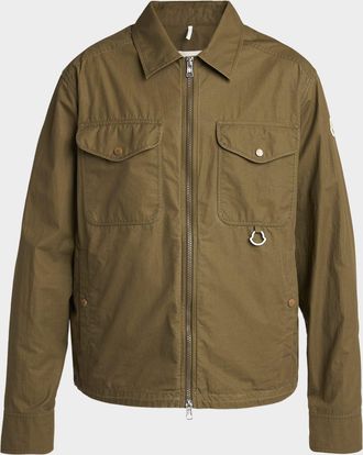 Moncler Men & apos;s Cotton Full-Zip Shirt Jacket with Logo D-Ring