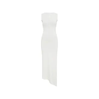 Marine Serre Pearl Logo Asymmetrical Midi Dress