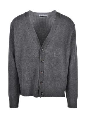 Original Vintage Style Ribbed Knit Cardigan with V-Neck