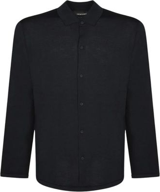 Emporio Armani Capsule Shirt - Heren - Overhemden - Blauw - Maat: S Wol