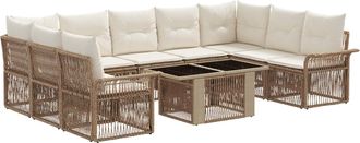 vidaXL Conjunto De Sof&aacute;s De Jard&iacute;n 10 Uds. Beige Y Blanco Crema Vidaxl