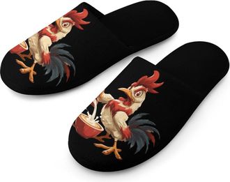 Generic Chicken Rooster Coffee Mens Slippers Warm Non-Slip Houes Shose Spa Slipper for Home Bedroom