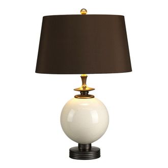 Loops Table Lamp Green Speckled Painted BASE STEM Brown Faux Silk Shade LED E27 60W