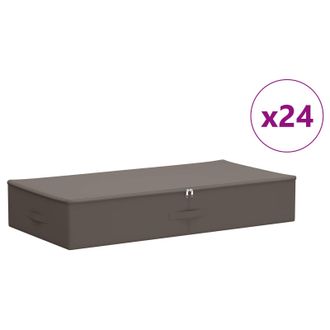 vidaXL Caja De Almacenamiento 24 Pcs Gris 100 X 50 X 18 Cm Vidaxl