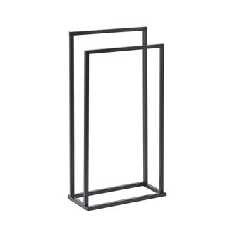 Beliani Beliani - Toallero De Acero Negro Brillante 2 Rieles Accesorios De Ba&ntilde;o Estante De Almacenamiento De Toallas De Pie Dise&ntilde;o Moderno Recreo