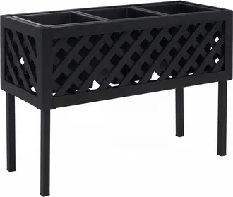 Hhg [nunca Usado] Jardinera Elevada Hhg-465, Maceta Para Flores Y Plantas, Para Interior Y Exterior, De Madera De Acacia Con Certificaci&oacute;n Mvg, 59 X 82 X 