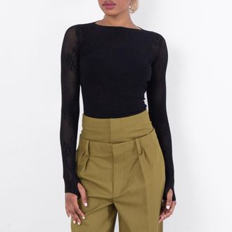 Victoria Beckham Long-Sleeve Backless Bodysuit, Size X-Small