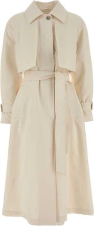 Herno Trenchcoat in Fresh Crinkle Woven - Dames - Trenchcoats - Wit - L - Leer - Jassen