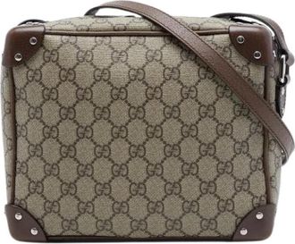 Gucci Pre-owned Vintage Canvas Crossbody Bag - Dames - Vintage Schoudertas - Beige - ONE Size - Leer - Vintage