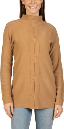 Love Token Long Sleeve Mock-Neck Sweater In Camel