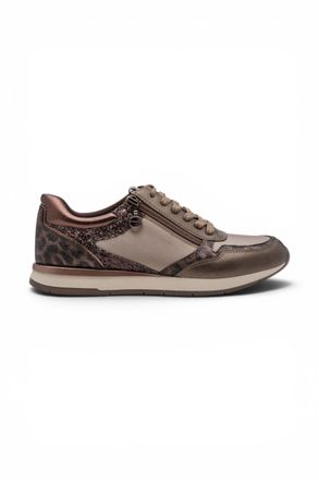 Tamaris Womens Taupe Faux Leather Fashion Lace Up Sneakers - 23613-46