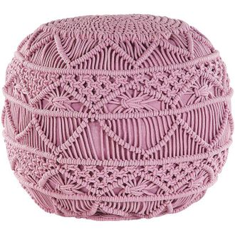 Beliani Beliani - Pouffe Pink Boho Knitted Round Cotton Ottoman 40 x 40 cm Kayseri