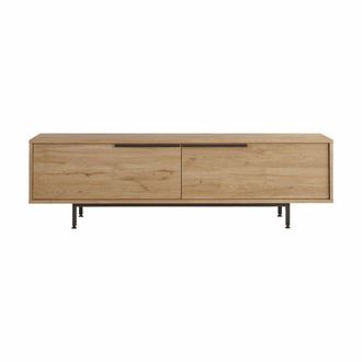 Mobili Rebecca Mueble tv con 2 puertas en aglomerado y hierro color roble y gris