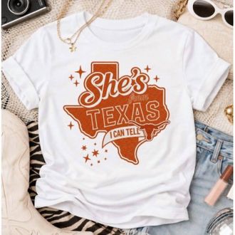 Very Cherry Womens SheS From Texas Longhorn Graphic Tee In Orange