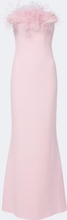SAFiYAA Soshin feather-trimmed cr&ecirc;pe gown
