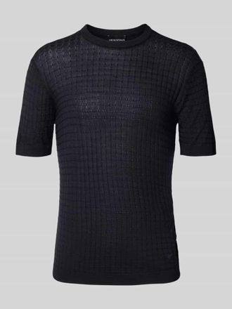 Emporio Armani Slim Fit T-Shirt mit Lyocell-Woll-Anteil in Marine, Gr&ouml;&szlig;e M