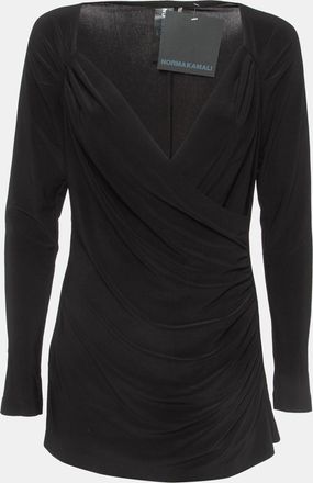 Norma Kamali Black Draped Jersey Long Sleeve Top