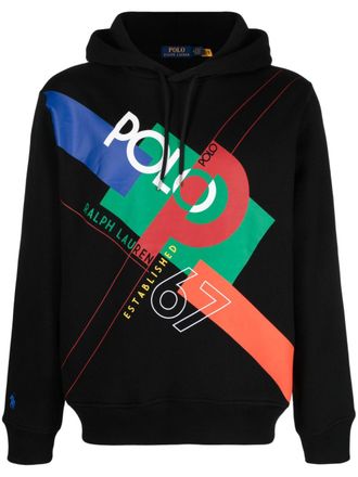 Polo Ralph Lauren logo-print cotton-blend hoodie - Black