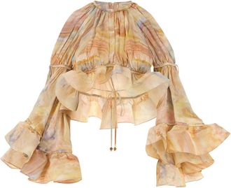 Zimmermann Printed Silk Crop Top