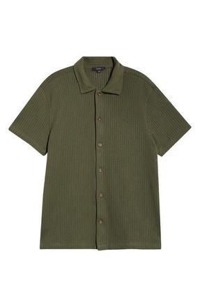 Vince Cotton Blend Pointelle Button-Up Shirt in Coulter Green at Nordstrom, Size Xx-Large