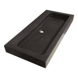 Marcel Breuer Lava wastafel 100x46x2cm - 1 wasbak - 0 kraangaten - natuursteen - basalt antraciet