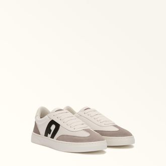 Furla Step Sneakers Off White Bianco Pelle Di Vitello Granata + Pelle Scamosciata + Vitello Liscio Donna