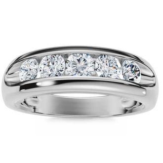 Pompeii3 Mens 3/4ct Diamond White Gold Wedding Ring Band New Size Selectable