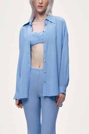 Nocturne Bustier-Detail Shirt in Blue at Nordstrom, Size Medium Eu