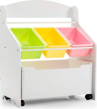 Costway Costway - Estanter&iacute;a Para Juguetes Con Compartimento 3 Cajas De Almacenamiento Y Estante Organizador De Juguetes Para Ni&ntilde;os Ideal Para Habitaciones De