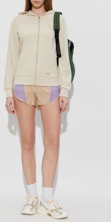 Emporio Armani Zip-up Sweatshirt With Logo, Womens, Beige