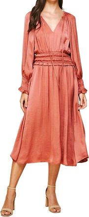Pinch Design Pleated Maxi Dress In Dusty Coral
