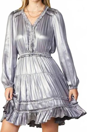 Current Air Metallic Luster Mini Dress In Silver