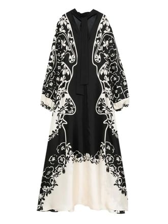 Raquel Diniz floral-print silk dress - Black